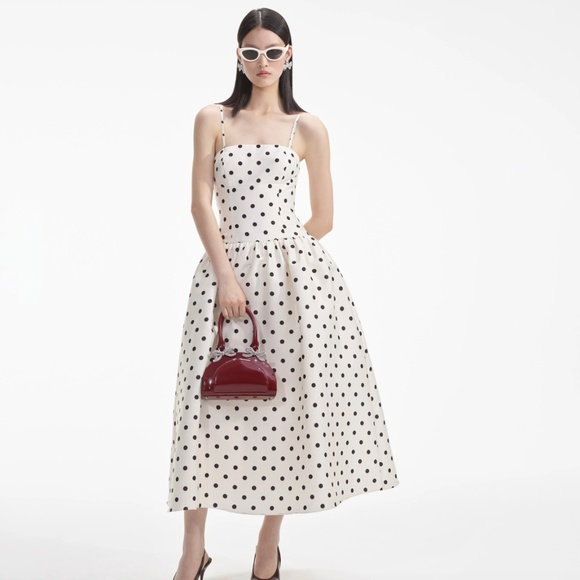 Self-Portrait Dresses & Skirts - self-portrait Cream Polka Dot Taffeta Midi Dress Size:US2 - MSRP $655 - NWT